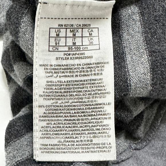 Y2K GUESS Sweater Women Size M Gray Striped Cotton Preppy V Neck Long Sleeve - Picture 8 of 8
